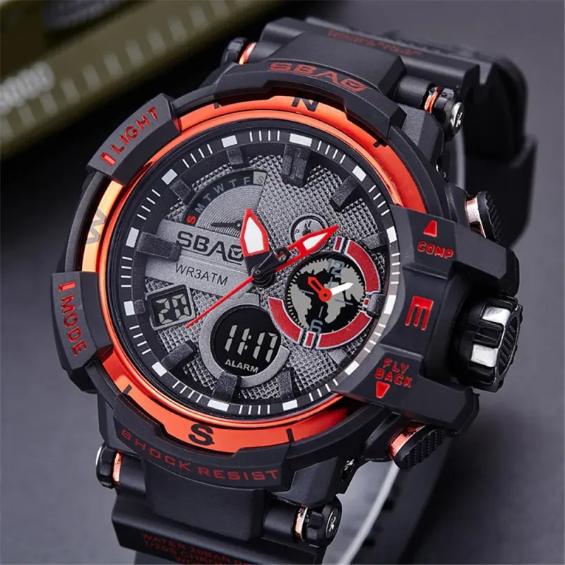 Sbao Men Watches LED Waterproof Sports Shock Digital