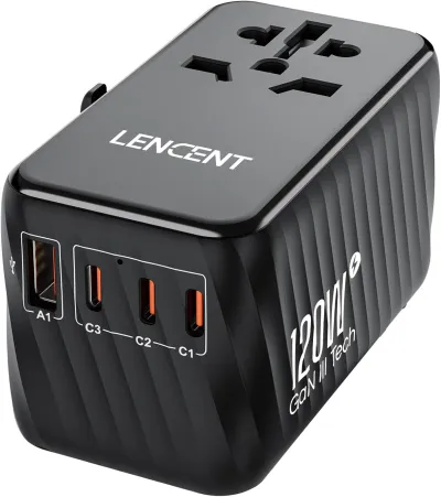 Lencent International Travel Adapter, 120W GaN Universal